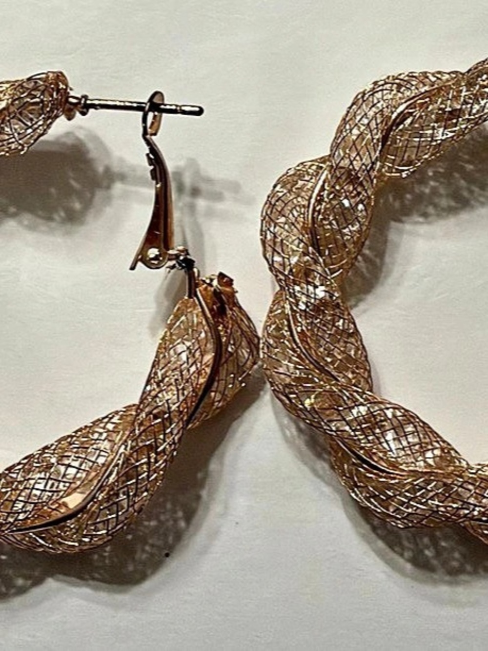 Gold-Tone Textured Hoop Earrings Like New